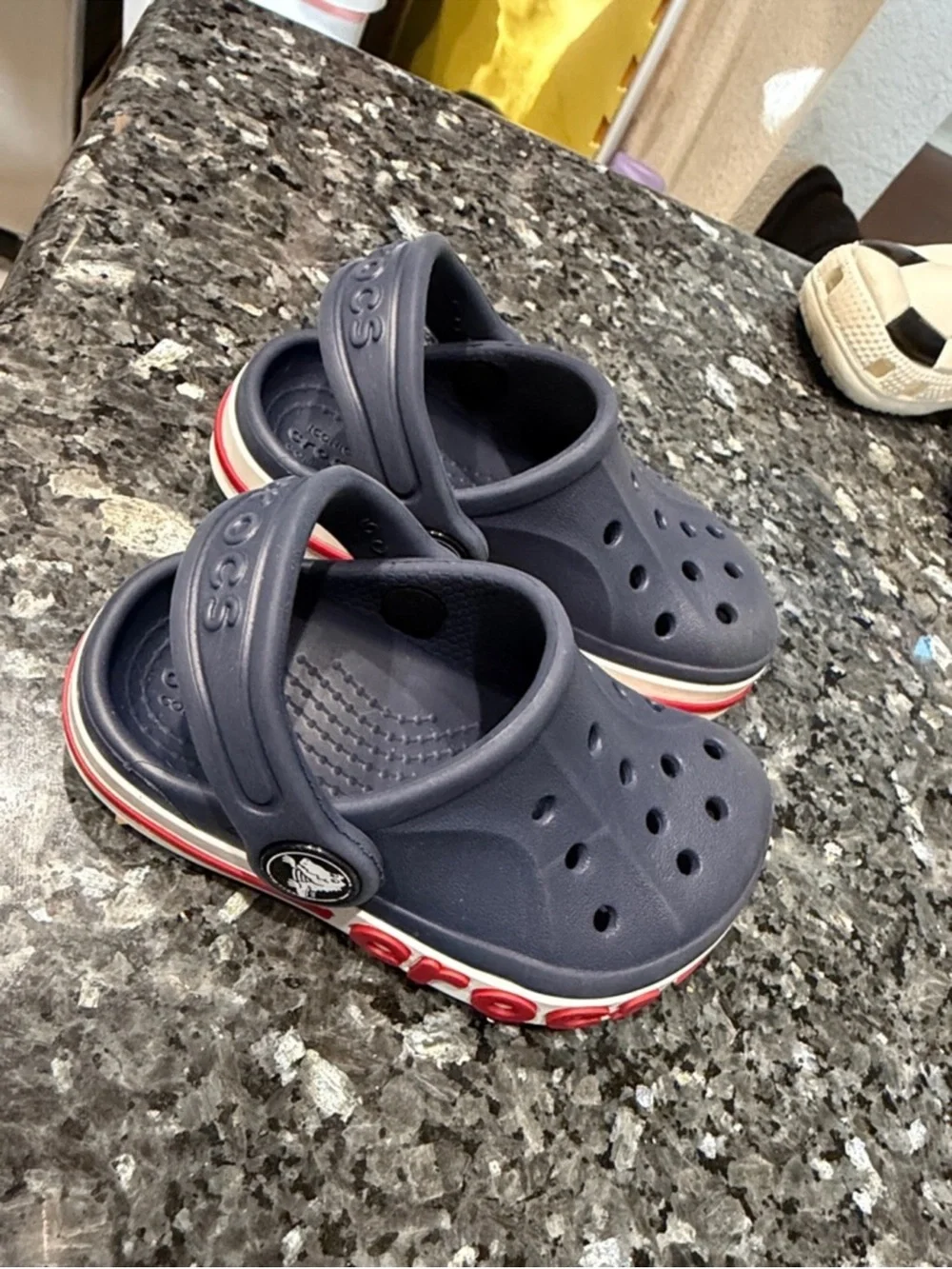 CROCS Kids Clog in Navy with Red Trim
